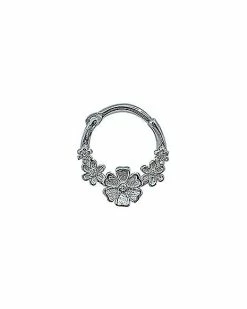 Best deal 🎉 CZ Flowers Hinged Septum Ring - 16 Gauge 👏