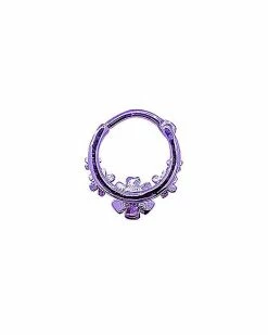 Best reviews of 🤩 CZ Purple Flowers Hinged Septum Ring - 16 Gauge ⭐ -Playboy Shop 03785243 b