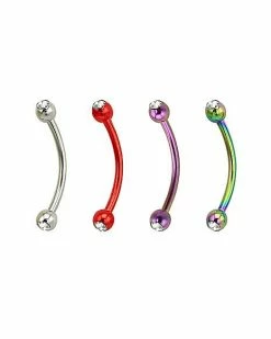 Budget 😍 Multi-Pack CZ Red and Green Curved Barbells 4 Pack - 16 Gauge 🔥