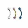 New 😀 Multi-Pack Silvertone Rainbow and Blue Curved Barbells 3 Pack - 16 Gauge 🛒 -Playboy Shop 03785359 a