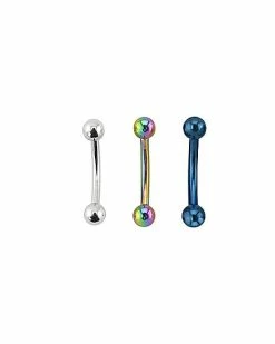 New π Multi-Pack Silvertone Rainbow and Blue Curved Barbells 3 Pack - 16 Gauge π 6 New π Multi-Pack Silvertone Rainbow and Blue Curved Barbells 3 Pack - 16 Gauge π -Playboy Shop 03785359 b