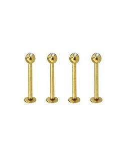 Budget π Multi-Pack Goldtone Clear Stone Dimple Labret Lip Rings 4 Pack - 16 Gauge π 5 Budget π Multi-Pack Goldtone Clear Stone Dimple Labret Lip Rings 4 Pack - 16 Gauge π -Playboy Shop 03785417 b