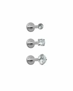 Coupon 🎁 Multi-Pack Round and Prong CZ Labret Lip Rings 3 Pack - 16 Gauge 🌟