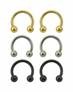 Budget 💯 Multi-Pack Colored Titanium Horseshoe Rings 3 Pair - 16 Gauge 🛒 -Playboy Shop 03785565 a