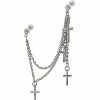 Best Sale 🎁 CZ Chain Cross Dangle Double Cartilage Barbell - 18 Gauge 😍 -Playboy Shop 03785615 a