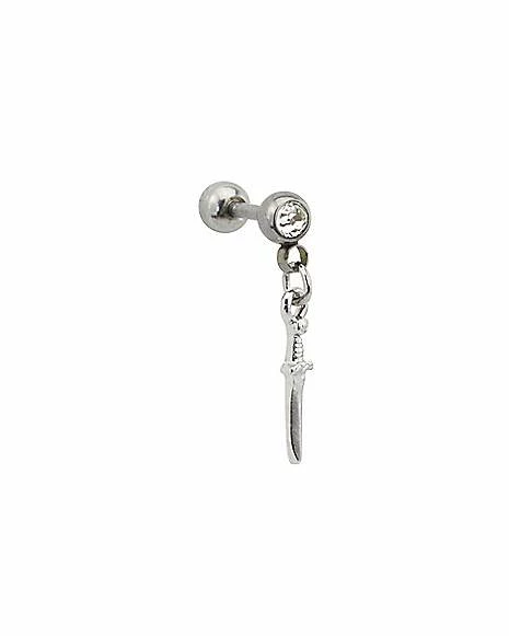 Hot Sale π CZ Sword Dangle Cartilage Barbell - 16 Gauge β 4 Hot Sale π CZ Sword Dangle Cartilage Barbell - 16 Gauge β - Image 2