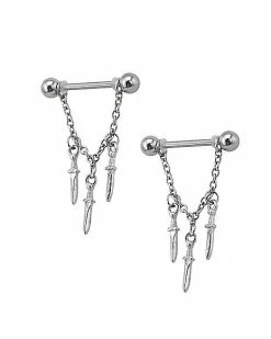 Coupon ⭐ Sword Chain Dangle Nipple Barbells - 14 Gauge 🎁 -Playboy Shop 03785656 b