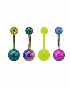 New 🥰 Multi-Pack Yellow Blue Green Purple Ombre Belly Rings 4 Pack - 14 Gauge 🤩