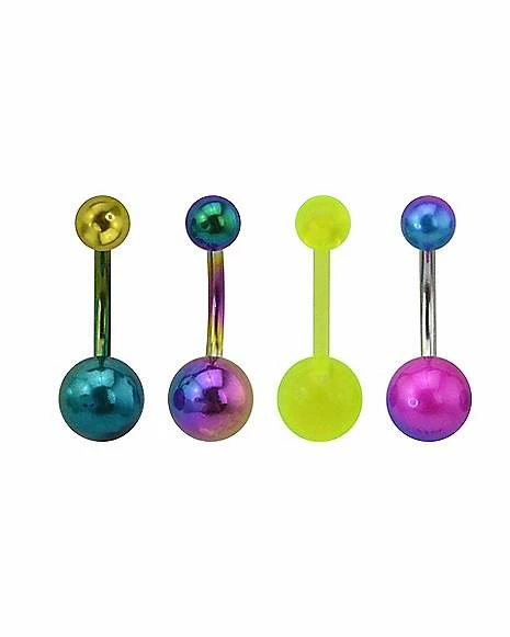 New 🥰 Multi-Pack Yellow Blue Green Purple Ombre Belly Rings 4 Pack - 14 Gauge 🤩 3 New 🥰 Multi-Pack Yellow Blue Green Purple Ombre Belly Rings 4 Pack - 14 Gauge 🤩