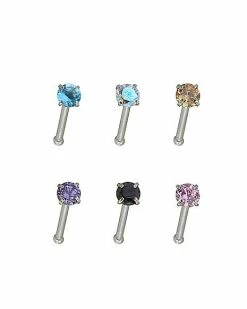 Best deal 🎉 Multi-Pack Multi-Color CZ Nose Pins 6 Pack - 18 Gauge 😀