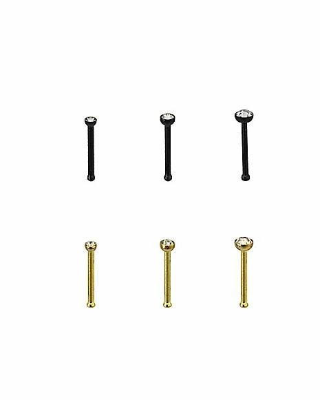 Flash Sale π Multi-Pack CZ Black and Goldtone Bone Nose Rings 6 Pack - 20 Gauge β¨ 4 Flash Sale π Multi-Pack CZ Black and Goldtone Bone Nose Rings 6 Pack - 20 Gauge β¨ - Image 2