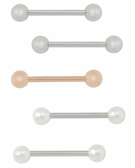 Best deal π Multi-Pack Silvertone Rose Goldtone and White Barbells 5 Pack - 14 Gauge π 3 Best deal π Multi-Pack Silvertone Rose Goldtone and White Barbells 5 Pack - 14 Gauge π