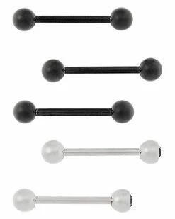 Top 10 😍 Multi-Pack Titanium CZ Black and Silvertone Barbells 5 Pack - 14 Gauge 🔥