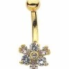 Best Pirce 💯 CZ Goldplated Flower Belly Ring - 14 Gauge 🌟 -Playboy Shop 03788593 a