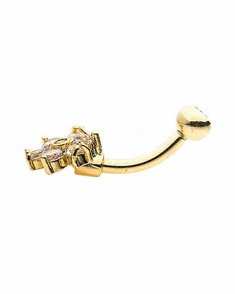 Best Pirce π― CZ Goldplated Flower Belly Ring - 14 Gauge π 5 Best Pirce π― CZ Goldplated Flower Belly Ring - 14 Gauge π - Image 3