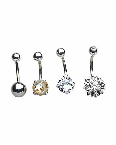 Flash Sale π Multi-Pack CZ Sun Belly Rings 4 Pack - 14 Gauge π 3 Flash Sale π Multi-Pack CZ Sun Belly Rings 4 Pack - 14 Gauge π