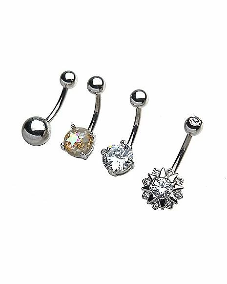 Flash Sale π Multi-Pack CZ Sun Belly Rings 4 Pack - 14 Gauge π 4 Flash Sale π Multi-Pack CZ Sun Belly Rings 4 Pack - 14 Gauge π - Image 2