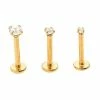 Deals 👍 Multi-Pack Prong CZ Goldplated Labret Lip Rings 3 Pack - 16 Gauge 😀 -Playboy Shop 03788692 a