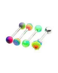 Coupon ✔️ Multi-Pack Rainbow Stripe Barbells 4 Pack - 14 Gauge ❤️