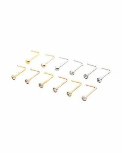 Cheap 🧨 Multi-Pack CZ L-Bend Nose Rings 12 Pack - 20 Gauge 🔥 -Playboy Shop 03788809 b