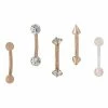 Buy ⌛ Multi-Pack CZ Rose Goldtone and Spike Curved Barbells 5 Pack - 16 Gauge 🛒