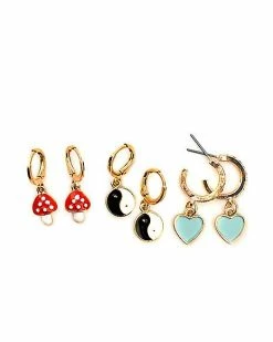 Best reviews of 🤩 Multi-Pack Mushroom and Heart Huggie Hoop Earrings - 3 Pair 🤩