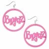 Cheap 😉 Pink Acrylic Bratz Logo Hoop Dangle Earrings 🔥 -Playboy Shop 03790961 a