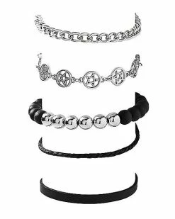 Deals ✔️ Multi-Pack Pentagram and Chain Bracelets - 5 Pack ❤️