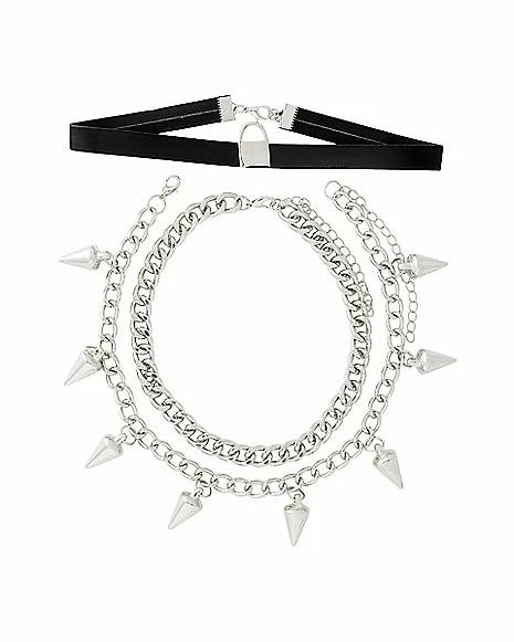 Best Sale 🥰 Multi-Pack Spike Chain and Lock Choker Necklaces - 3 Pack ✔️ 3 Best Sale 🥰 Multi-Pack Spike Chain and Lock Choker Necklaces - 3 Pack ✔️