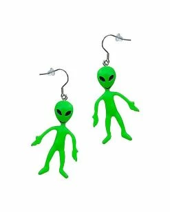 Budget ⌛ Green Alien Dangle Earrings - 18 Gauge 🛒