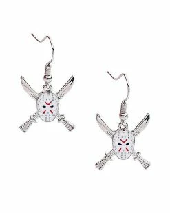 Discount 🔥 Jason Voorhees Machete Dangle Earrings 18 Gauge - Friday the 13th 🎁