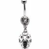 Outlet 🔔 Silvertone Jason Voorhees Mask Dangle Belly Ring 14 Gauge - Friday the 13th 🎉 -Playboy Shop 03794260 a