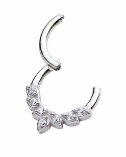 Cheap 🌟 CZ Silvertone Leaf Hinged Septum Ring - 16 Gauge 👍 -Playboy Shop 03794872 d