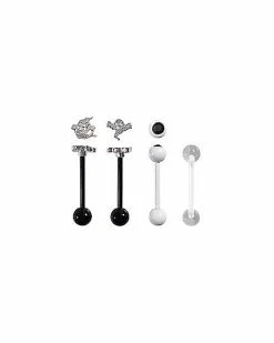 Promo 🔔 Multi-Pack Black CZ Ghost Barbells 4 Pack - 14 Gauge 🌟