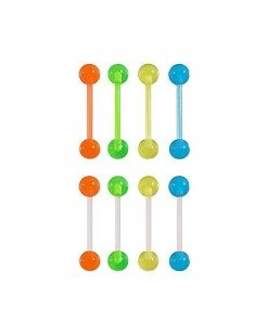 Best Sale ✨ Multi-Pack Glow in the Dark Green and Blue Barbells 8 Pack - 14 Gauge 👍