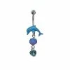 Promo 🎁 CZ Dolphin and Shell Dangle Belly Ring - 14 Gauge 🤩 -Playboy Shop 03799202 a