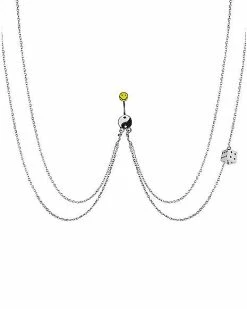 Coupon 😀 Yin Yang and Smiley Face Chain Belly Ring - 14 Gauge 🧨