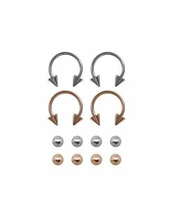 Coupon 👏 Multi-Pack Rose Goldplated Horseshoe Rings with Extra Balls - 16 Gauge 😉