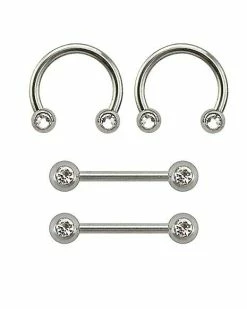 Top 10 🎁 Multi-Pack Clear CZ Titanium Horseshoe Rings and Barbells 2 Pair - 14 Gauge ⌛