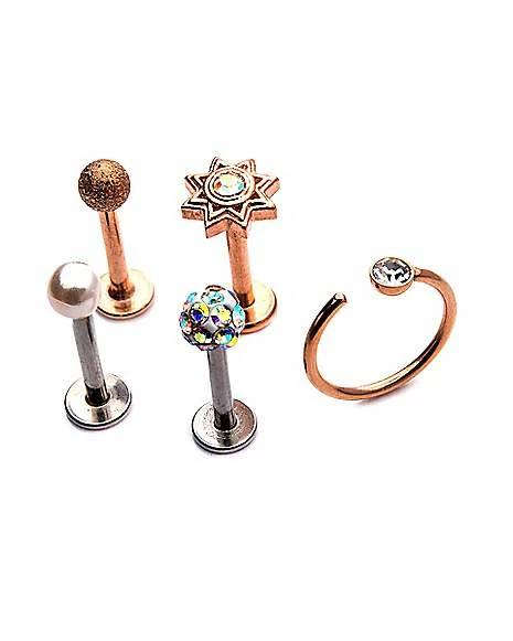 Cheapest π Multi-Pack Rose Goldtone Labret Lip Rings 5 Pack - 16 Gauge π 3 Cheapest π Multi-Pack Rose Goldtone Labret Lip Rings 5 Pack - 16 Gauge π