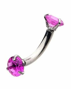 Best Pirce 🤩 Prong Pink CZ Belly Ring - 14 Gauge 😀 -Playboy Shop 03801289 b
