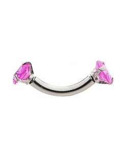 Best Pirce 🤩 Prong Pink CZ Belly Ring - 14 Gauge 😀 -Playboy Shop 03801289 c