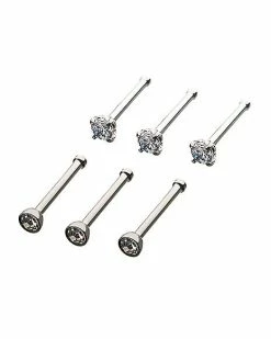 Discount 🤩 Multi-Pack CZ Bone Nose Rings 6 Pack - 20 Gauge 🎉 -Playboy Shop 03801628 b