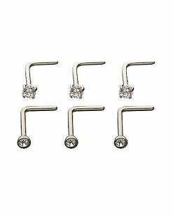 Cheap π Multi-Pack CZ L-Bend Nose Rings 6 Pack - 20 Gauge π 10 Cheap π Multi-Pack CZ L-Bend Nose Rings 6 Pack - 20 Gauge π -Playboy Shop 03801636 a