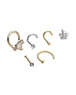 Cheap 👏 Multi-Pack Goldtone CZ Nose Rings 6 Pack - 20 Gauge 🤩 -Playboy Shop 03801677 a