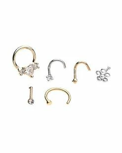 Cheap 👏 Multi-Pack Goldtone CZ Nose Rings 6 Pack - 20 Gauge 🤩 -Playboy Shop 03801677 b