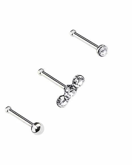 Top 10 β 3 Gem CZ Nose Pins 3 Pack - 20 Gauge π 5 Top 10 β 3 Gem CZ Nose Pins 3 Pack - 20 Gauge π - Image 3