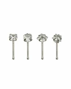 Flash Sale 👍 Multi-Pack CZ Bone Nose Rings 4 Pack - 20 Gauge ⌛ -Playboy Shop 03802667 a
