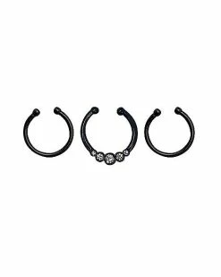 Flash Sale ⭐ Multi-Pack Black and Clear Gem Fake Septum Ring 3 Pack 🤩