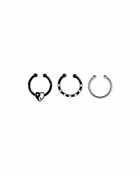 Budget π― Multi-Pack Yin Yang Clear Gem Studded and Silvertone Fake Septum Ring 3 Pack π₯ 3 Budget π― Multi-Pack Yin Yang Clear Gem Studded and Silvertone Fake Septum Ring 3 Pack π₯
